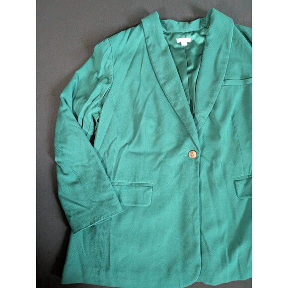 J Jill Jacket Blazer Celtic Dress Coat Women's XL Kelly Green Boxwood Button - Picture 2 of 14